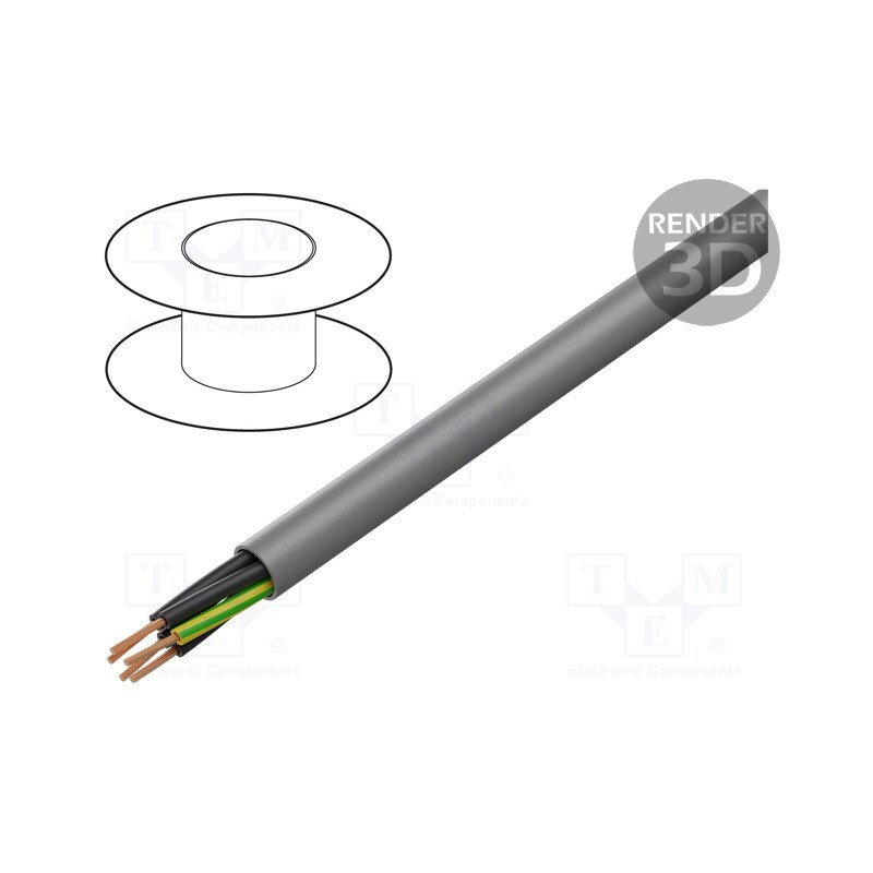 5 m x HELUKABEL - 13039 - Wire, H05VV5-F,NYSLYÖ-JZ, 5G1.5mm2, unshielded, 300V,500V, Cu