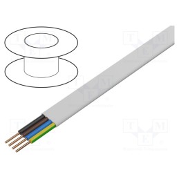5 m x ELEKTROKABEL - EK-YDYP-4X1.5 - Wire, YDY, 4G1.5mm2, flat, solid, Cu, PVC, white, 450V,750V, 100m