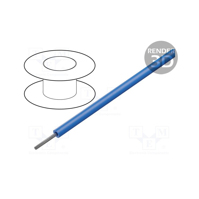 5 m x STu00c4UBLI - 61.7646-23 - Wire, Silivolt®-1V SN, 1x2mm2, stranded, Cu, silicone, blue, 1.5kV