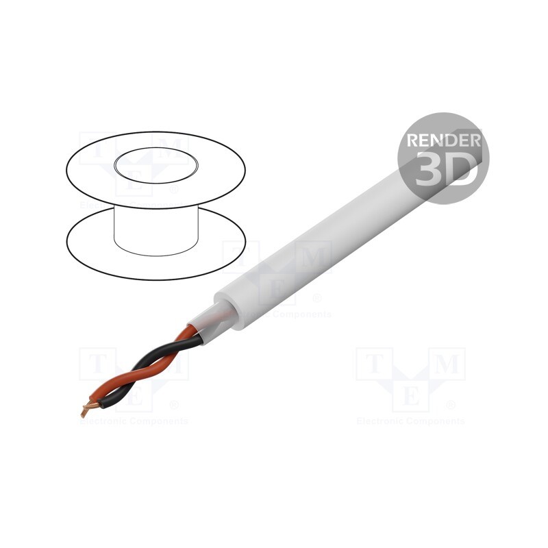 5 m x TASKER - TSK1173 WHITE - Wire: assembly, 2x0.75mm2, stranded, -20÷70°C, Colour: white, 100m