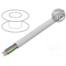 5 m x BITNER - TS0005 - Wire, YTKSY, 3x2x0.5mm, telecommunication, solid, Cu, PVC, white