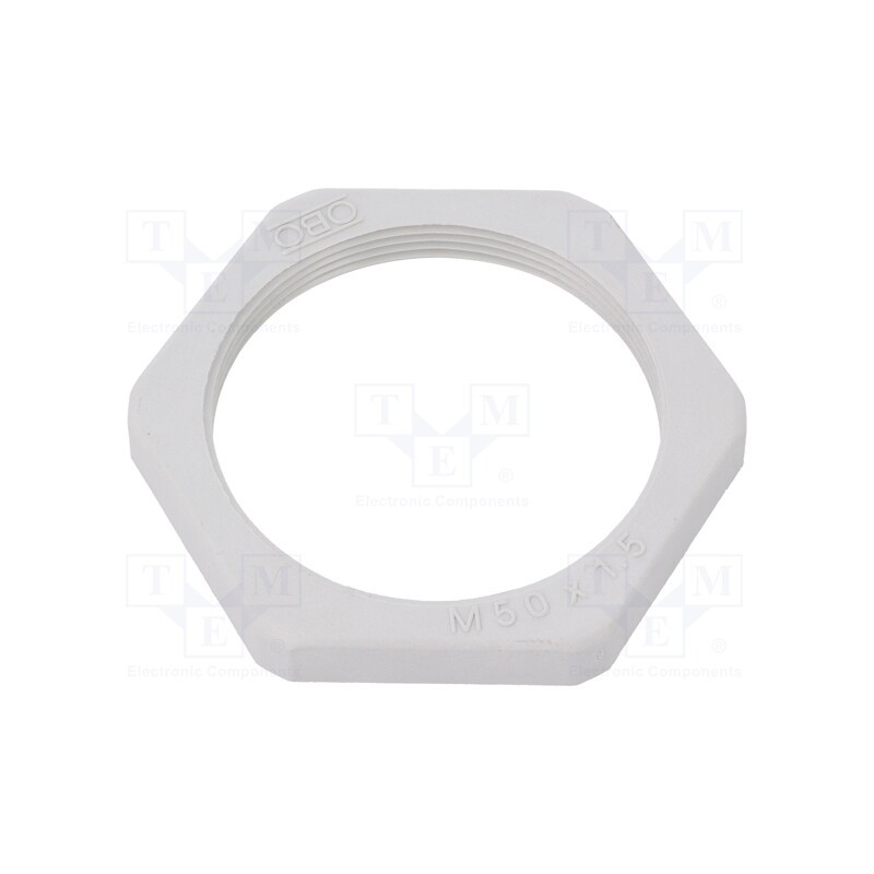 10 pcs x OBO BETTERMANN - 116 M50 LGR PA - Nut, M50, polyamide, Thk: 8mm, Spanner: 60mm, light grey, Pitch: 1.5
