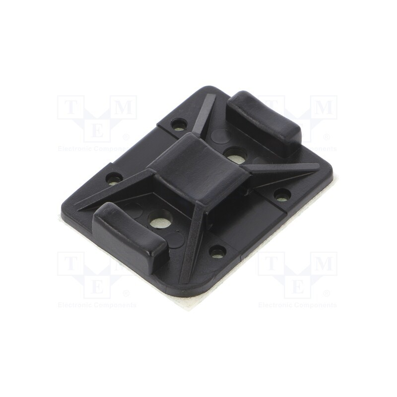 10 pcs x HELLERMANNTYTON - 151-11810 - Holder, screw,self-adhesive, polyamide, black, Tie width: 8mm