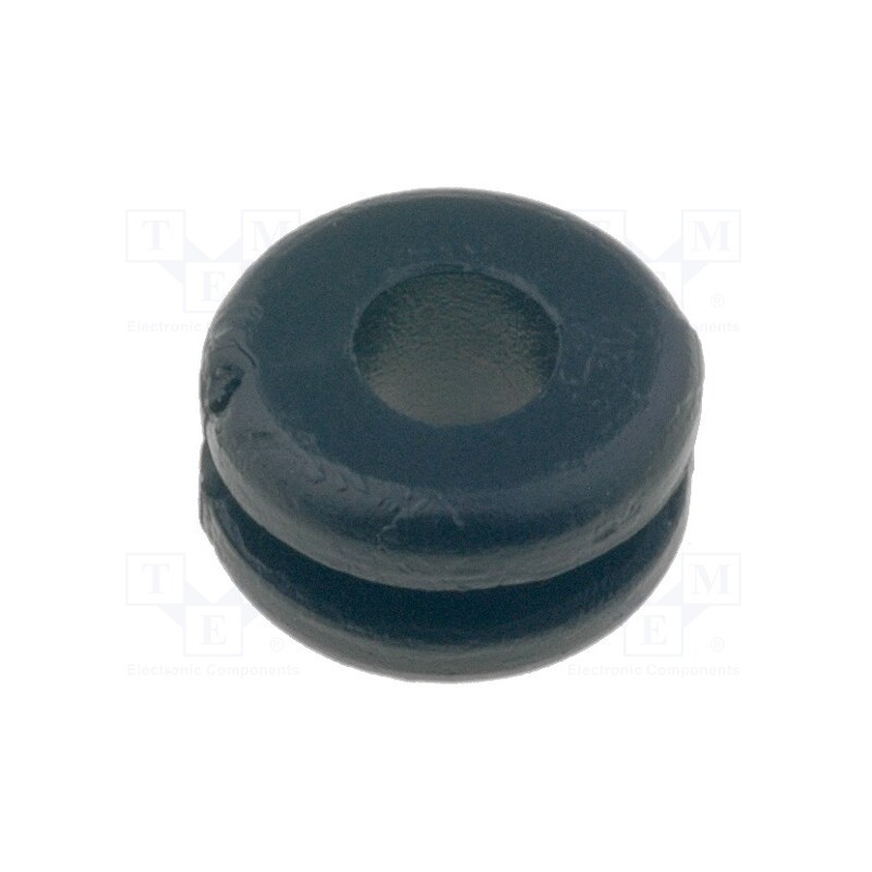10 pcs x HELLERMANNTYTON - 633-02010 - Grommet, Ømount.hole: 6.4mm, Øhole: 4mm, PVC, black, -30÷60°C