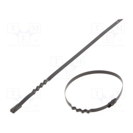 10 pcs x RAYCHEM RPG - BCZ44-200 - Cable tie, L: 200mm, W: 4.6mm, stainless steel AISI 304, 445N, wave