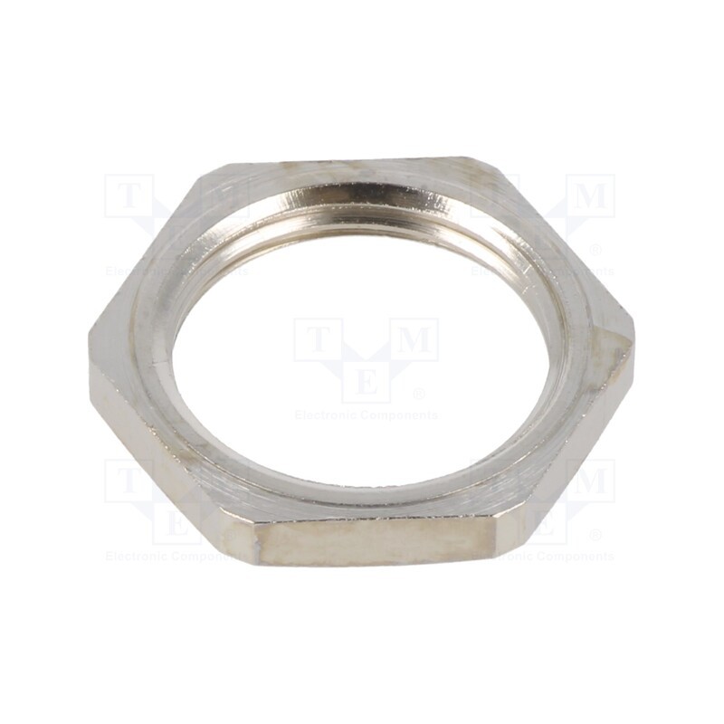 10 pcs x TE Connectivity - EM-LN-M20-MET-A - Nut, M20, brass, 24mm, Thread: metric, Pitch: 1.5, Plating: nickel