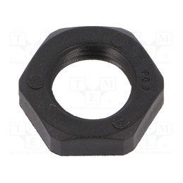 10 pcs x HUMMEL - 1.262.0701.11 - Nut, PG7, polyamide, Thk: 5mm, Spanner: 19mm, black, -40÷100°C