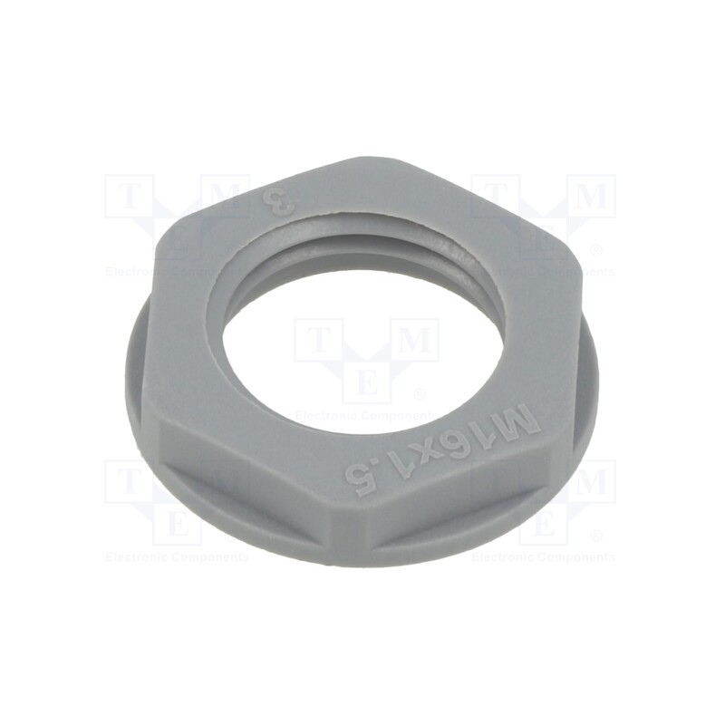 10 pcs x TE Connectivity - EP-LN-M16-GR-A - Nut, M16, polyamide, 22mm, grey, Thread: metric, Pitch: 1.5, Entrelec