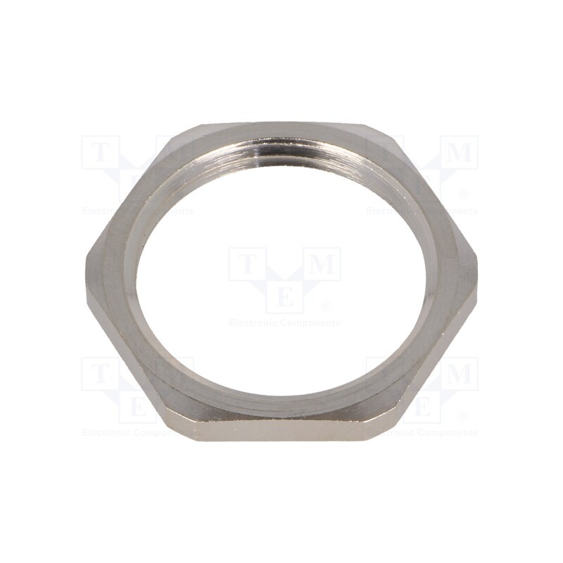 10 pcs x HUMMEL - 1.161.2500.50 - Nut, M25, brass, nickel, Thk: 3.5mm, Spanner: 29mm, Thread: metric