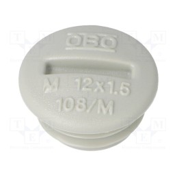 10 pcs x OBO BETTERMANN - 108 M12 PS - Stopper, M12, 1.5, polystyrene, light grey, 6mm