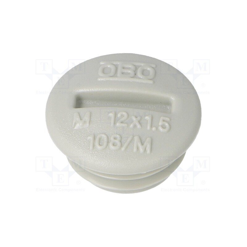 10 pcs x OBO BETTERMANN - 108 M12 PS - Stopper, M12, 1.5, polystyrene, light grey, 6mm