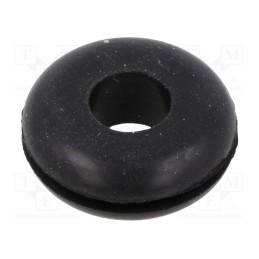 10 pcs x KEYSTONE - 741 - Grommet, Ømount.hole: 14.27mm, Øhole: 7.92mm, rubber, black