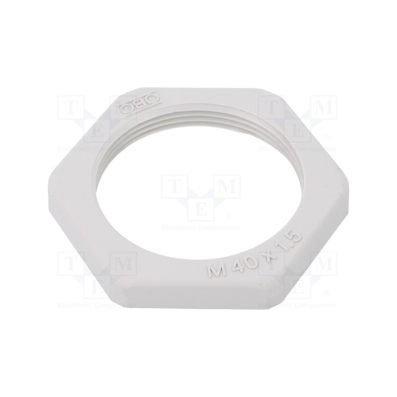 10 pcs x OBO BETTERMANN - 116 M40 LGR PA - Nut, M40, polyamide, Thk: 7mm, Spanner: 50mm, light grey, Pitch: 1.5
