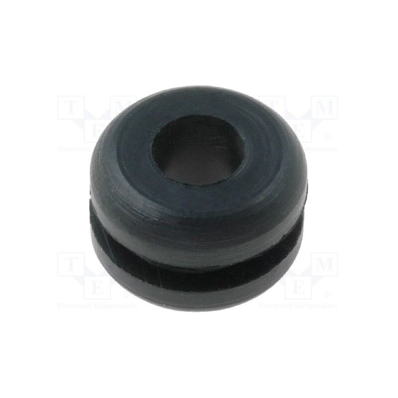 10 pcs x FIX&FASTEN - FIX-GR-1A - Grommet, Ømount.hole: 6.4mm, Øhole: 4mm, rubber, black