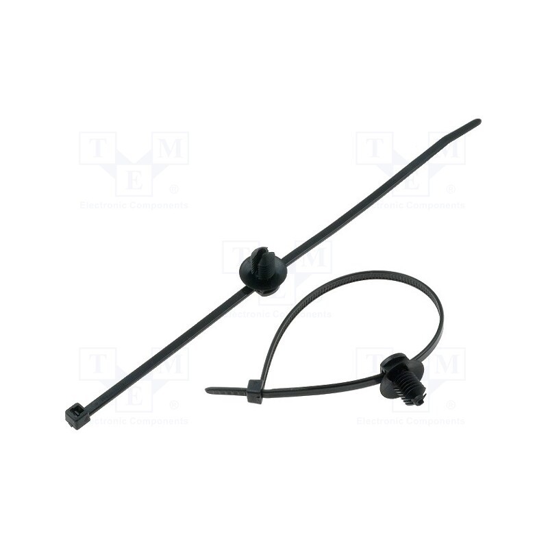 10 pcs x HELLERMANNTYTON - 150-31097 - Cable tie, with fixing lugs, L: 190mm, W: 3.6mm, black, UL94V-2