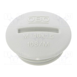 10 pcs x OBO BETTERMANN - 108 M16 PS - Stopper, M16, 1.5, polystyrene, light grey, 6mm