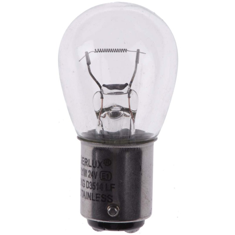 1 Box of 10 - Moflash Incandescent Clear Bulb, BA15d 24 V dc