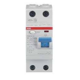 1 pcs - ABB F202 RCCB, 25A, 2 Pole, 30mA, Type A, 230V ac