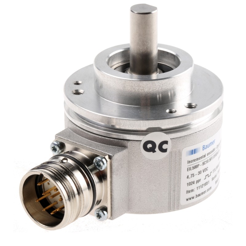 1 pcs - Baumer EIL580P Series Optical Incremental Encoder, 1 - 65536 ppr, TTL/HTL Signal, Solid Type, 10mm Shaft