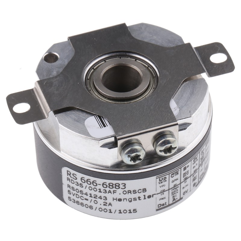 1 pcs - Hengstler AC35 Series Absolute Absolute Encoder, 2048 ppr, Gray, SSI Signal, Hollow Type, 8mm Shaft