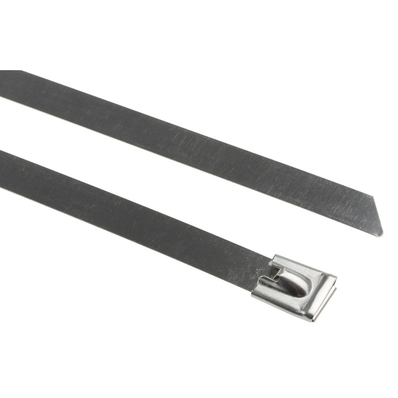 1 Bag of 100 - RS PRO Cable Tie, Roller Ball, 760mm x 12 mm, Metallic 316 Stainless Steel, Pk-100