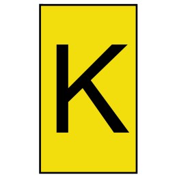 1 Bag of 250 - HellermannTyton Ovalgrip Slide On Cable Markers, Black on Yellow, Pre-printed 'K', 2.5 - 6mm Cable