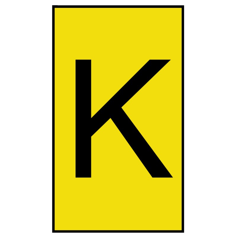 1 Bag of 250 - HellermannTyton Ovalgrip Slide On Cable Markers, Black on Yellow, Pre-printed 'K', 2.5 - 6mm Cable