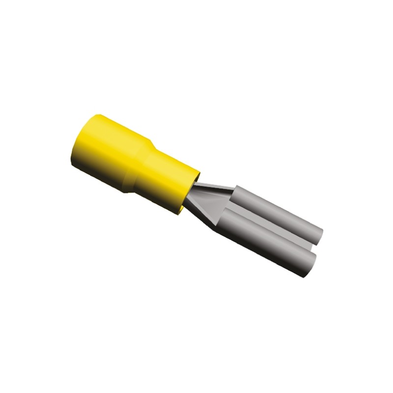 1 Box of 1000 - TE Connectivity PIDG FASTON .110 Yellow Insulated Female Spade Connector, Receptacle, 2.79 x 0.79mm Tab Size, 0.