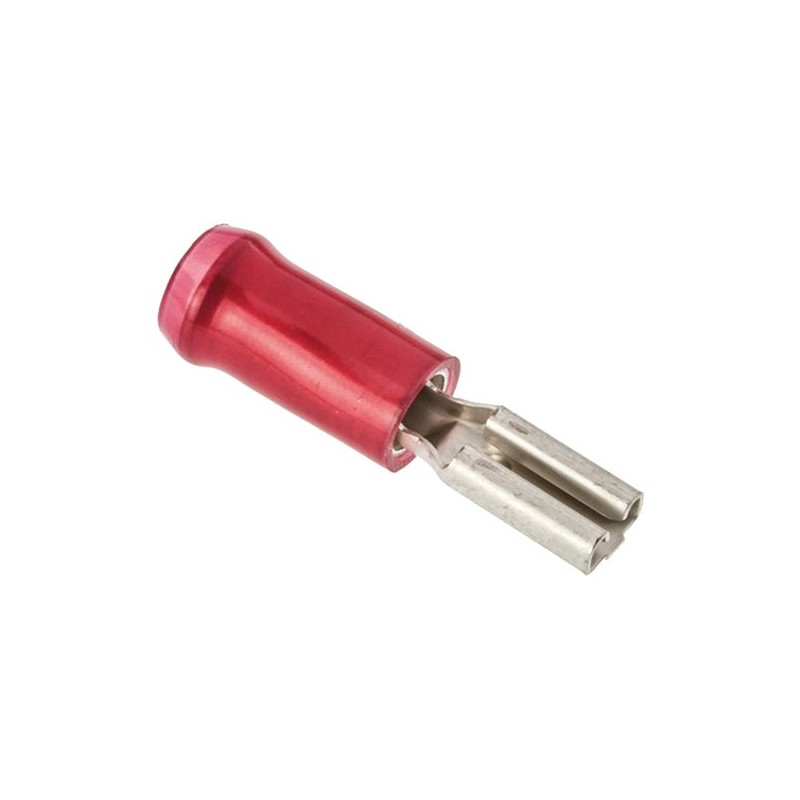 1 Box of 1000 - TE Connectivity PIDG FASTON .250 Red Insulated Female Spade Connector, Receptacle, 2.79 x 0.51mm Tab Size, 0.3mm
