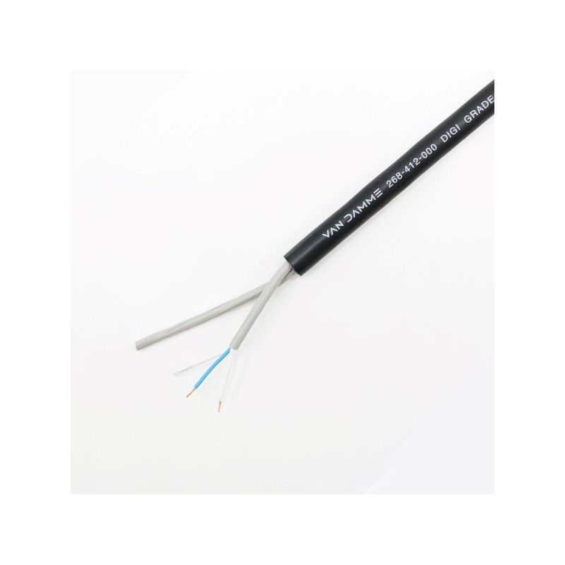 1 Reel of 1 - Van Damme Screened 2 Core, 0.14 mm² CSA, 7.7mm od, 50m, Black