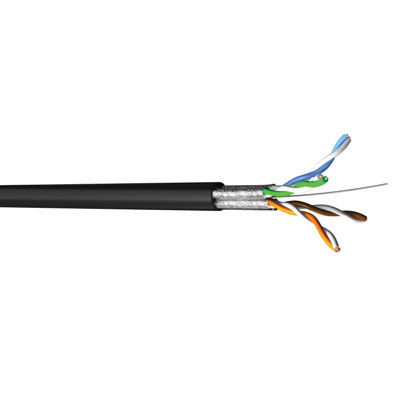 1 Reel of 100 M - CAE Cat6a Ethernet Cable, U/FTP, Black LSZH Sheath, 100m, Low Smoke Zero Halogen (LSZH)