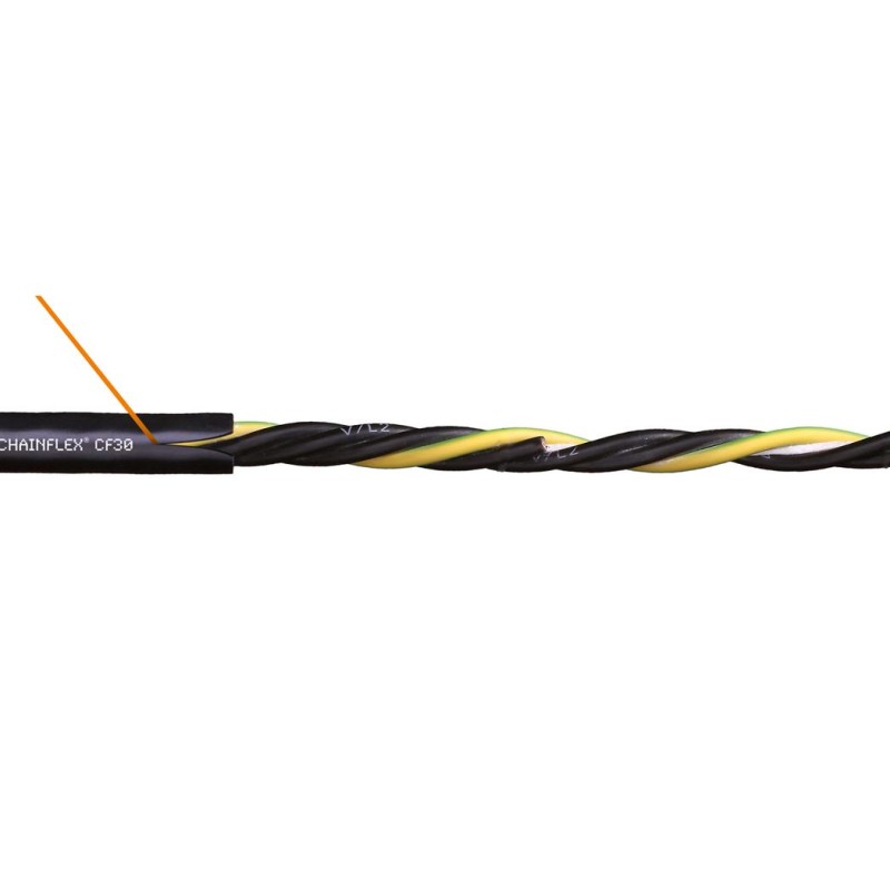 1 Reel of 100 M - Igus 4 Core Multicore Mains Power Cable, 2.5 mm², 100m, Black PVC Sheath, Power, 30 A, 4 kV