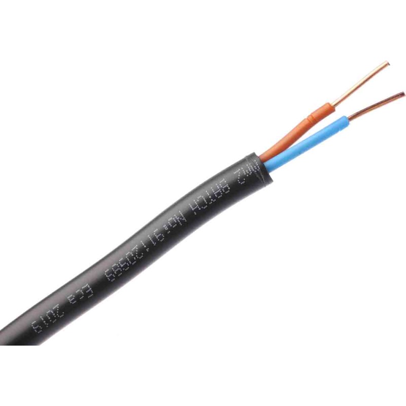 1 Reel of 100 M - RS PRO 2 Core Power Cable, 1.5 mm², 100m, Black PVC Sheath, 24 A, 600 V