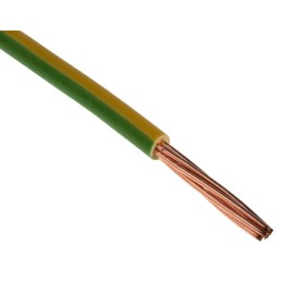 1 Reel of 100 M - Prysmian 6491X Series Green/Yellow 6 mm² Hook Up Wire, 7/1.04 mm, 100m