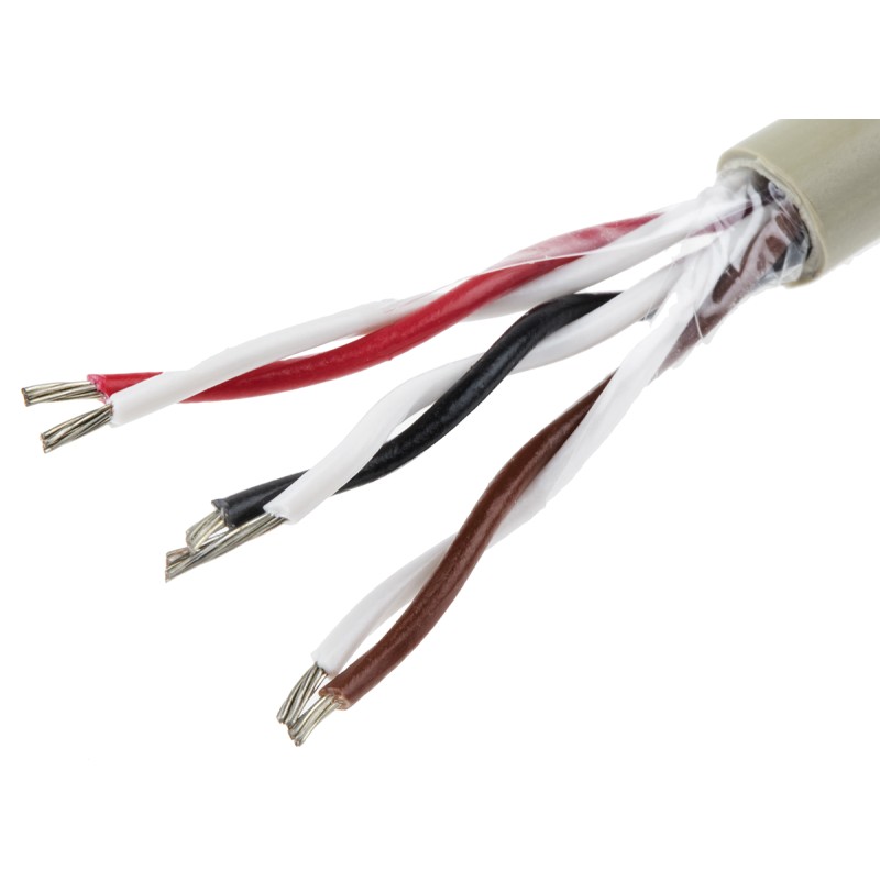1 Reel of 100 M - Alpha Wire Twisted Pair Data Cable, 3 Pairs, 0.23 mm², 6 Cores, 24 AWG, Unscreened, 100m, Grey Sheath