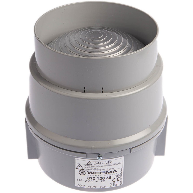 1 pcs - Werma BWM 890 Series Red Steady Beacon, 115 - 230 V ac, Base Mount, LED Bulb, IP65