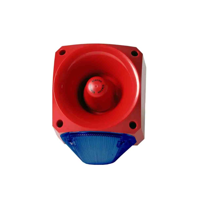 1 pcs - Klaxon PNC Series Blue Sounder Beacon, 110 - 230 V ac, IP66, Side Mount, 120dB at 1 Metre