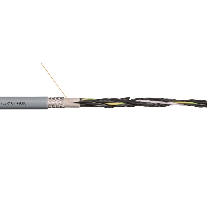 1 Reel of 50 M - Igus chainflex CF140.UL Control Cable, 3 Cores, 0.5 mm², Screened, 50m, Grey PVC Sheath, 20 AWG