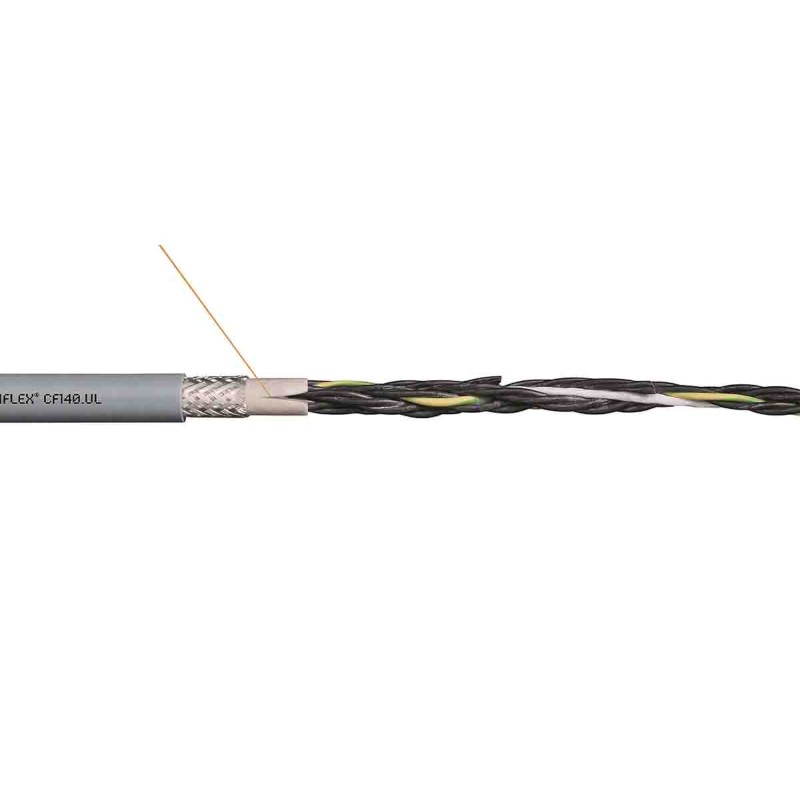 1 Reel of 50 M - Igus chainflex CF140.UL Control Cable, 4 Cores, 0.75 mm², Screened, 50m, Grey PVC Sheath, 18 AWG