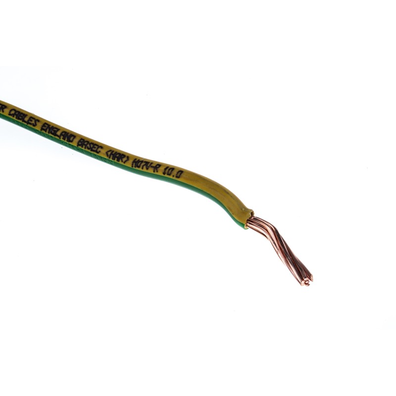 1 Reel of 50 M - RS PRO Green/Yellow 10 mm² Hook Up Wire, 7/1.35 mm, 50m