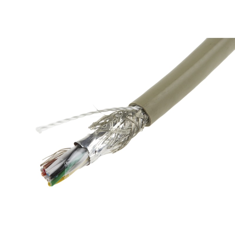 1 Reel of 50 M - Alpha Wire Twisted Pair Data Cable, 6 Pairs, 0.23 mm², 12 Cores, 24 AWG, Screened, 50m, Grey Sheath