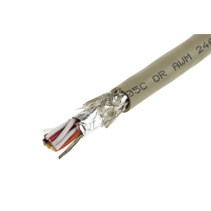 1 Reel of 50 M - Alpha Wire Twisted Pair Data Cable, 5 Pairs, 0.23 mm², 10 Cores, 24 AWG, Screened, 50m, Grey Sheath