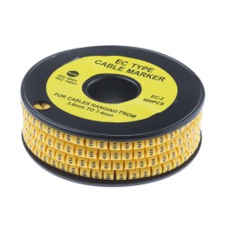 1 Reel of 500 - RS PRO Slide On Cable Markers, Black on Yellow, Pre-printed 'Earth Symbol', 3.6 - 7.4mm Cable