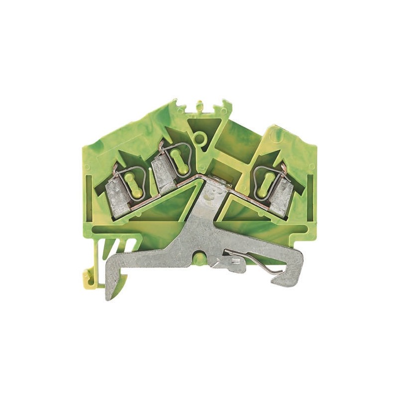 1 Bag of 1 - Wago 281 Series Green/Yellow Earth Terminal Block, 4mm², Single-Level, Cage Clamp Termination