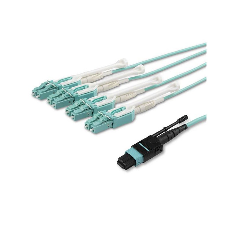1 pcs - Startech MPO to LC Multi Mode OM3 Fibre Optic Cable, 50/125μm, Aqua, 5m