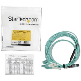 1 pcs - Startech MPO to LC Multi Mode OM3 Fibre Optic Cable, 50/125μm, Aqua, 5m