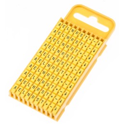 1 Bag of 100 - HellermannTyton WIC3 Snap On Cable Markers, Yellow, Pre-printed '-, +, A, E, Earth, L, N, R, S, T', 4.3 - 5.3