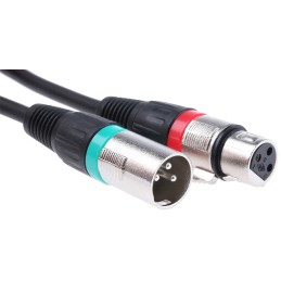 1 pcs - RS PRO Male 3 Pin XLR to Female 3 Pin XLR Cable, Black, 3m