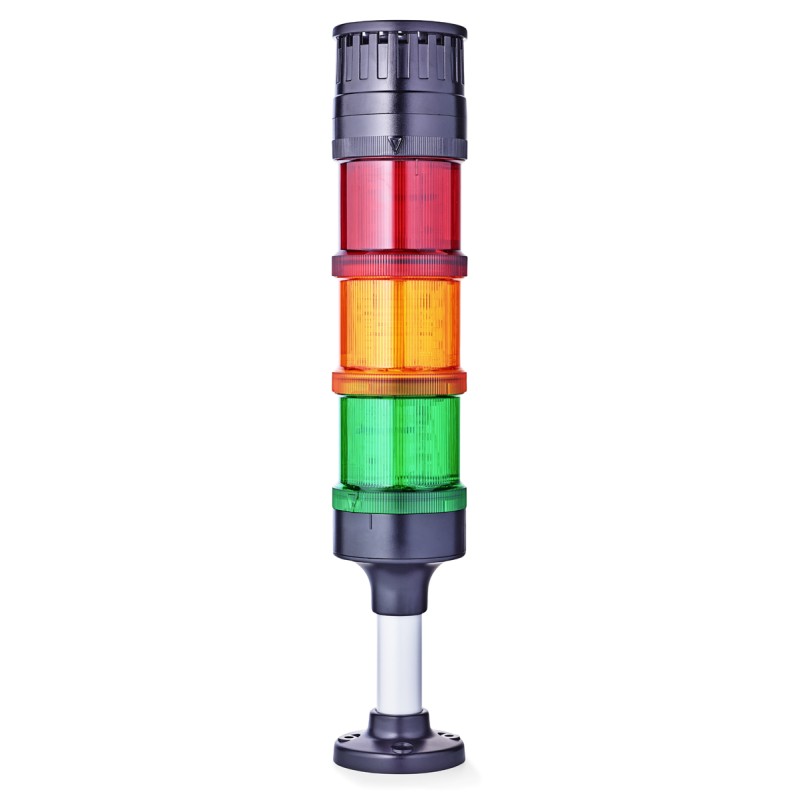 1 pcs - AUER Signal ECOmodul60 Series Red/Green/Amber Buzzer Signal Tower, 3 Lights, 24 V ac/dc, Base Mount
