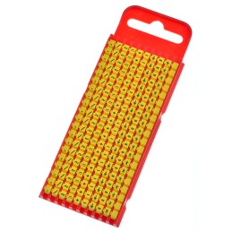 1 Bag of 200 - HellermannTyton WIC1 Snap On Cable Markers, Yellow, Pre-printed '-, *, /, +, , ·, AC, DC, Earth', 2 - 2.8mm
